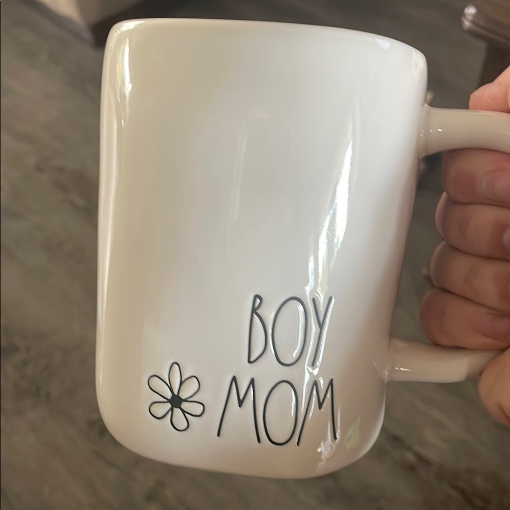 White 'Boy Mom' Coffee Mug